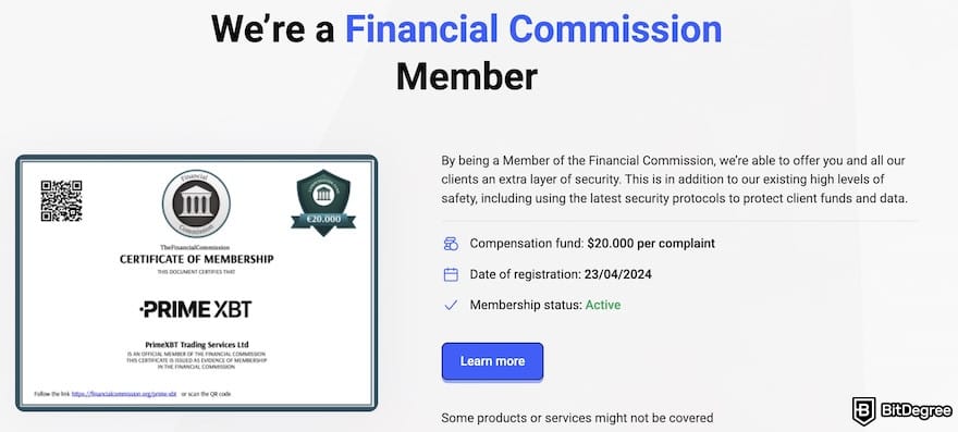 Best crypto exchanges Mexico: PrimeXBT's certificate showing that it's part of Financial Commission. Best crypto exchanges Mexico: PrimeXBT's certificate showing that it's part of Financial Commission.