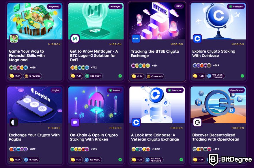 Best crypto games: BitDegree Missions.