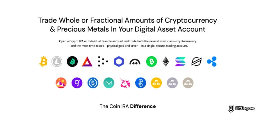 Best crypto IRA: a screenshot of the Coin IRA feature description.