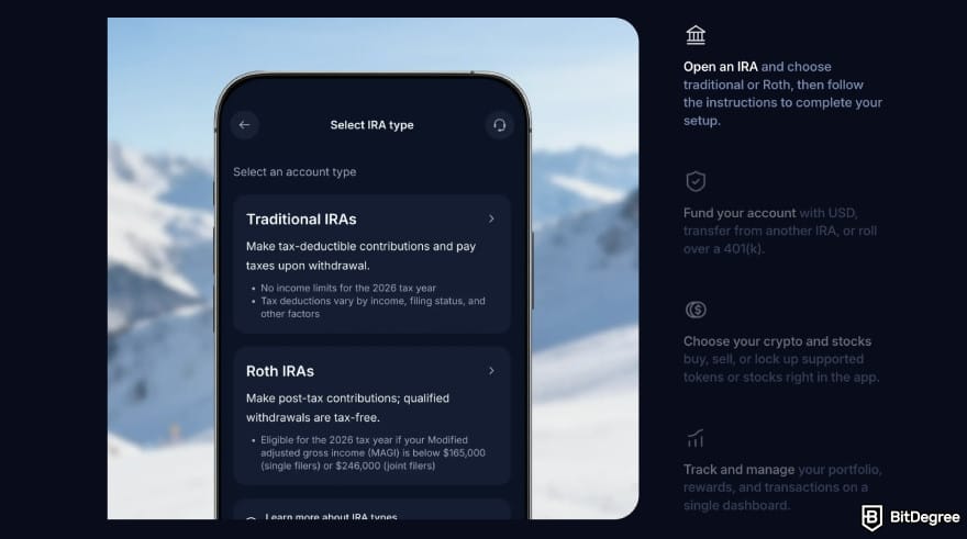 Best crypto IRA: IRA types on Crypto.com.