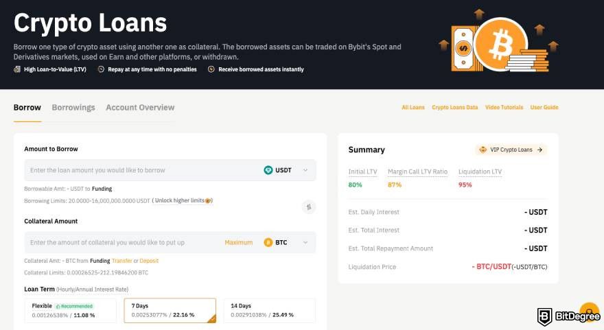 Best crypto lending platforms: Bybit Crypto Loans.