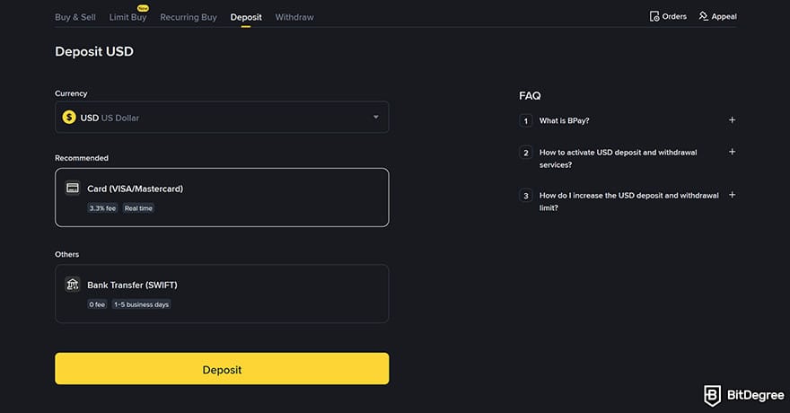 Best crypto leverage trading platform: deposit money.
