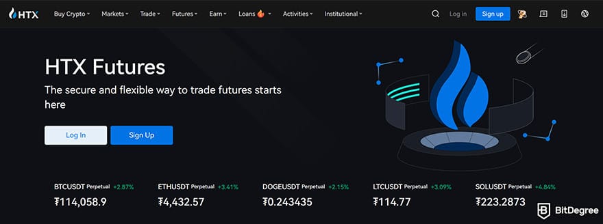 Best crypto leverage trading platform: HTX futures.