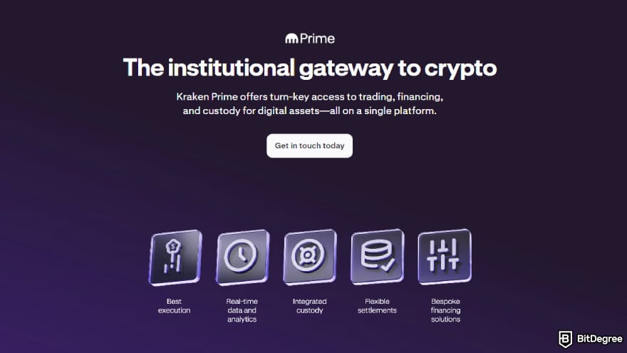Best crypto liquidity providers: Kraken Prime promotional page.