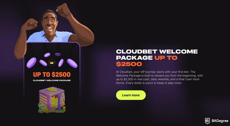 Best crypto live casino: Cloudbet welcome package.