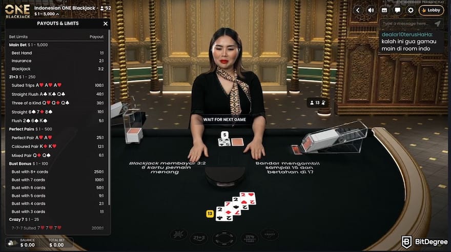 Best crypto live casino: RakeBit's gameplay screen, showing Indonesian ONE Blackjack. Best crypto live casino: RakeBit's gameplay screen, showing Indonesian ONE Blackjack.