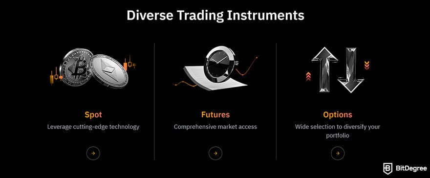 Best crypto margin trading exchanges: Bybit diverse trading instruments.