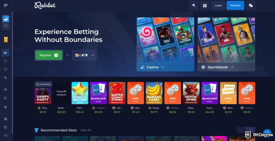 Best crypto mobile casino site: Rainbet.