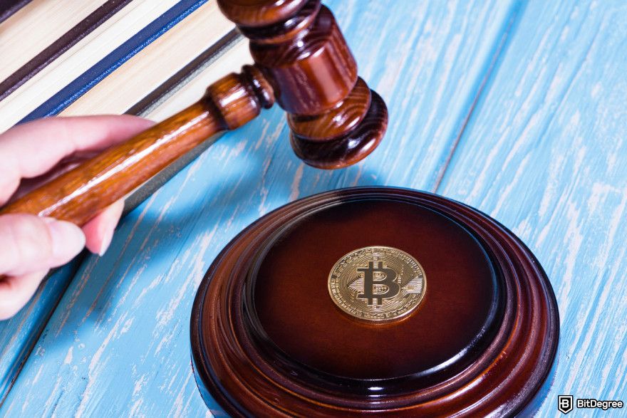 Best crypto options trading platform: a person holding a gavel.