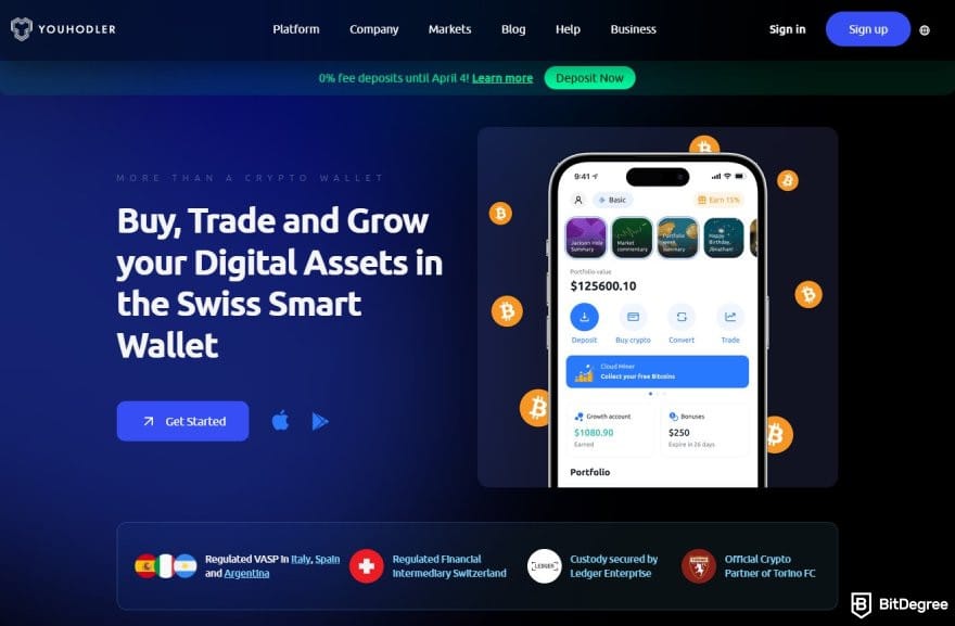 Best crypto savings accounts: YouHodler homepage.