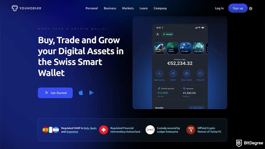 Best crypto savings accounts: YouHodler homepage.