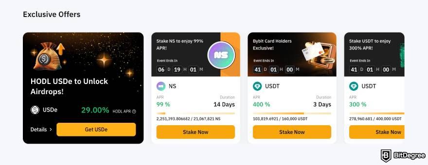 Best crypto staking platform: Bybit's exclusive offers with high APR.