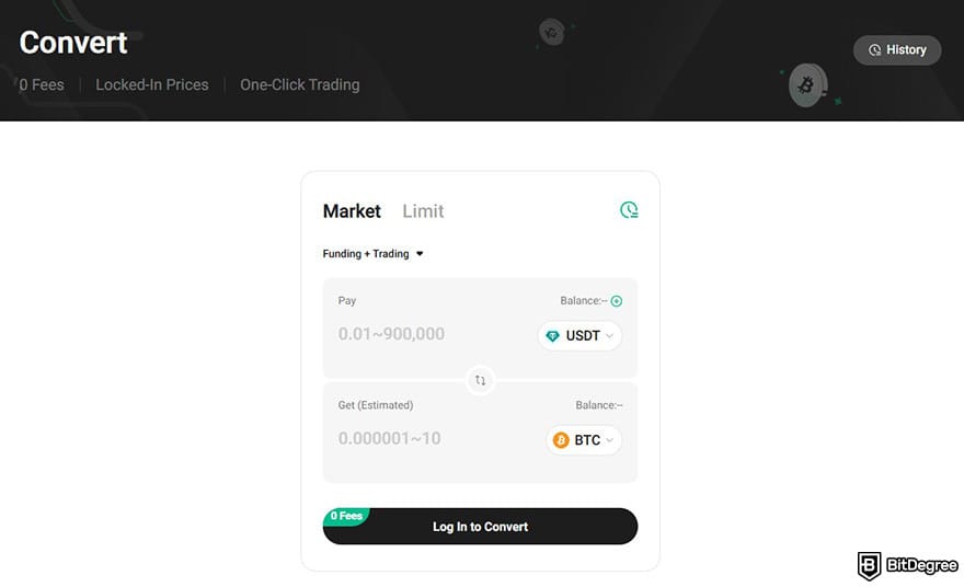 Лучший обменник крипты: интерфейс KuCoin Convert.