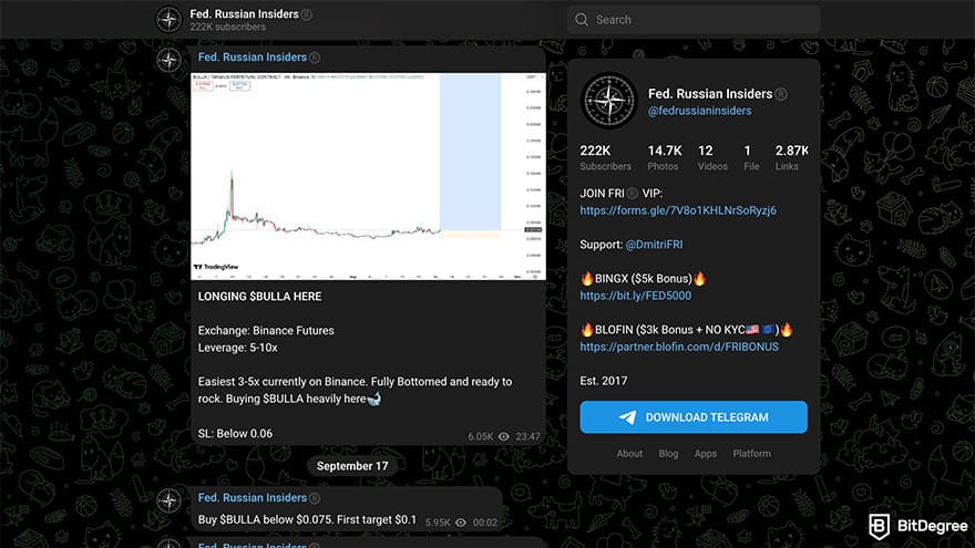 Best crypto Telegram groups: Fed. Russian Insiders.
