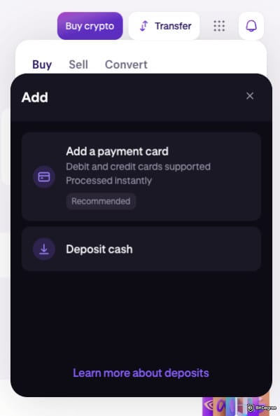 Best crypto to buy on Kraken: adding the payment method when buying crypto on Kraken's fiat on-ramp.