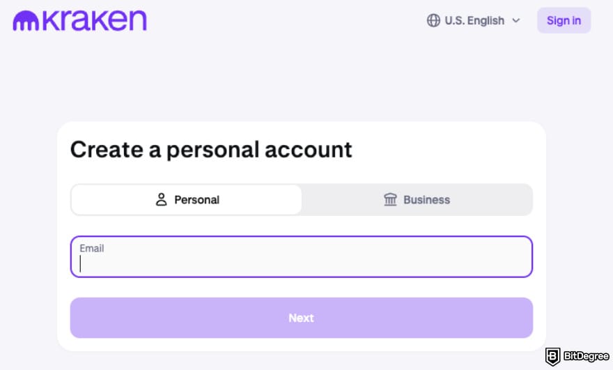 Best crypto to buy on Kraken: creating an account on Kraken.