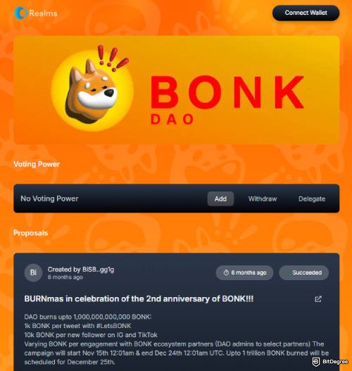 Best crypto under a penny: Bonk DAO website.