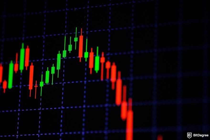 Best crypto under a penny: a candlestick chart showing a bullish pattern.