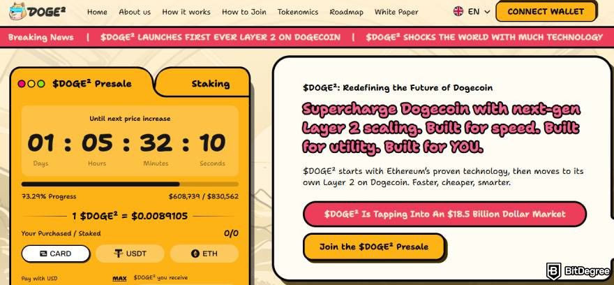 Best crypto under a penny: Dogesquared website.