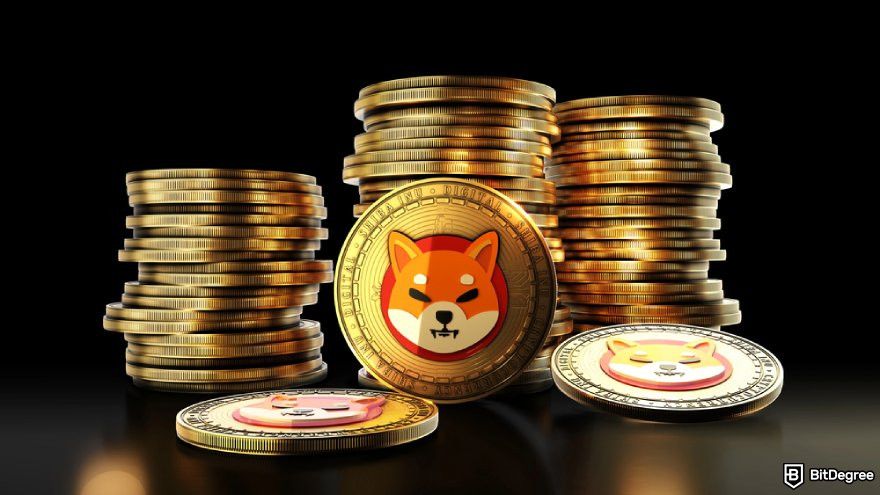 Best crypto under a penny: stacks of SHIB coins.