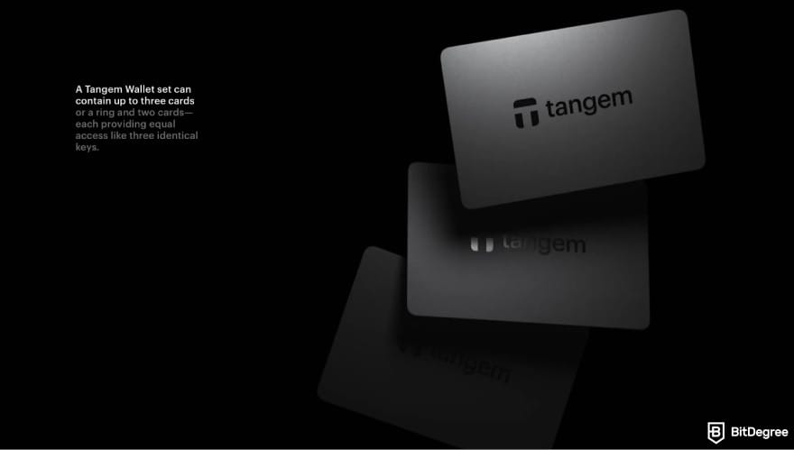 Best crypto wallet for businesses: a screenshot of Tangem Wallet features.