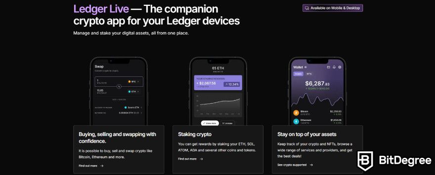 Best crypto wallet UK: the Ledger Live crypto app.