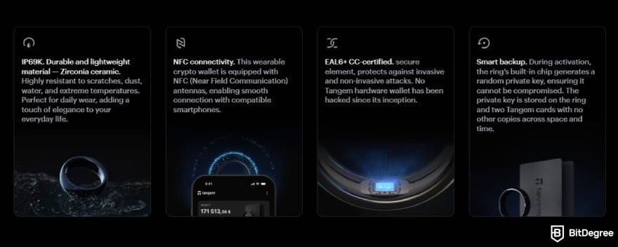 Best crypto wallet UK: Tangem Wallet's core features.