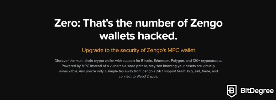 Best crypto wallet UK: Zengo wallet's security.