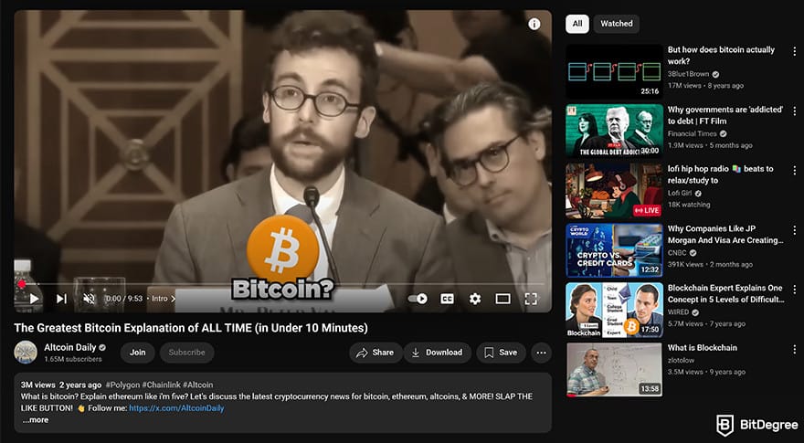Best crypto youtube channels: Altcoin Daily video about Bitcoin.