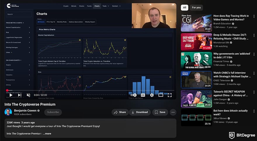 Best crypto youtube channels: Benjamin Cowen video about "Cryptoverse".