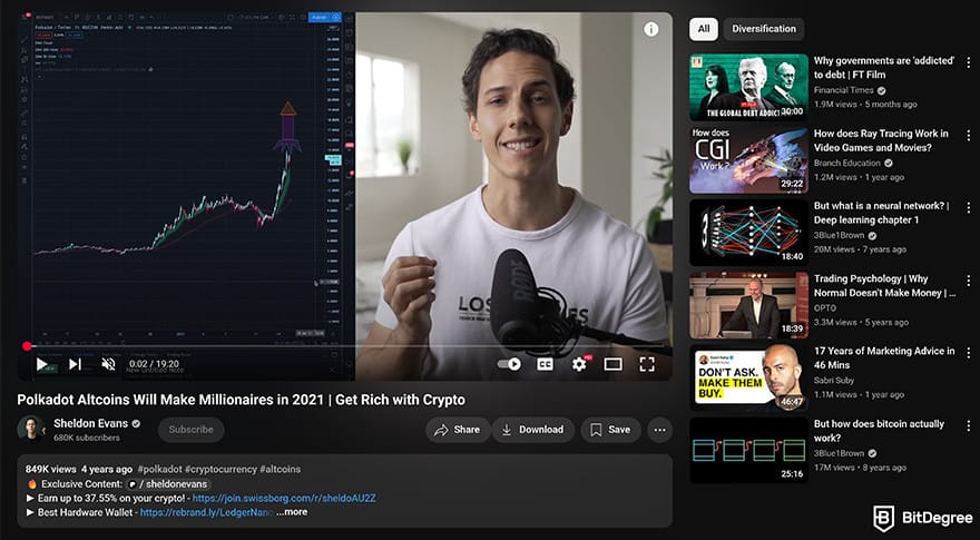 Best crypto youtube channels: Sheldon Evans video about Polkadot.