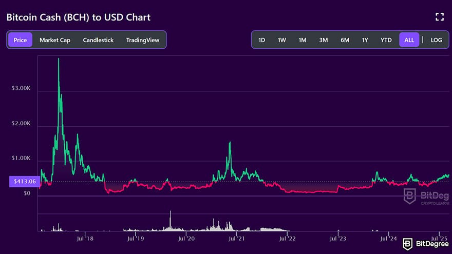 Best cryptocurrency of the year: Bitcoin cash price chart.