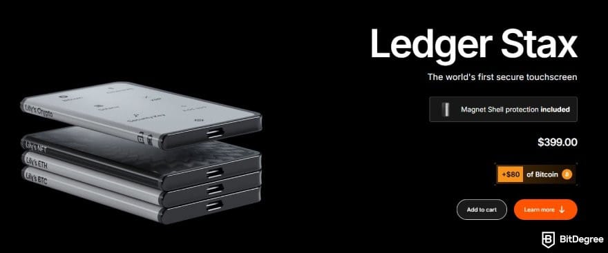 Best cryptocurrency to invest today for short term: Ledger Stax landing page on Ledger's official website