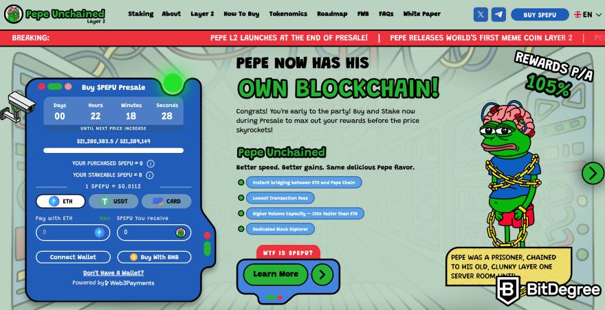 Best cryptocurrency to invest in today for short term: Pepe Unchained.