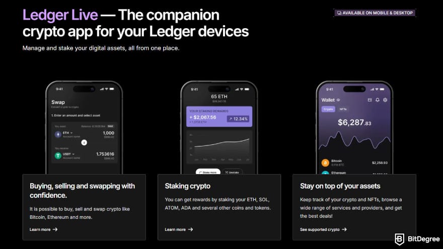 Best DeFi wallet: Ledger Live app.