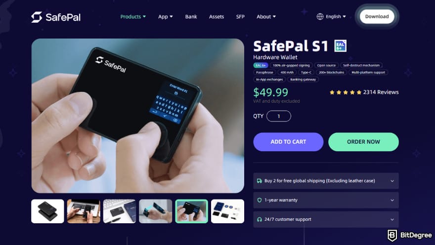 Best DeFi wallet: SafePal S1 store page.
