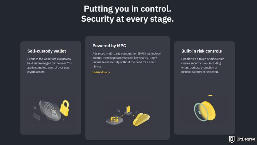 Best DeFi wallet: security feature of Binance Wallet.