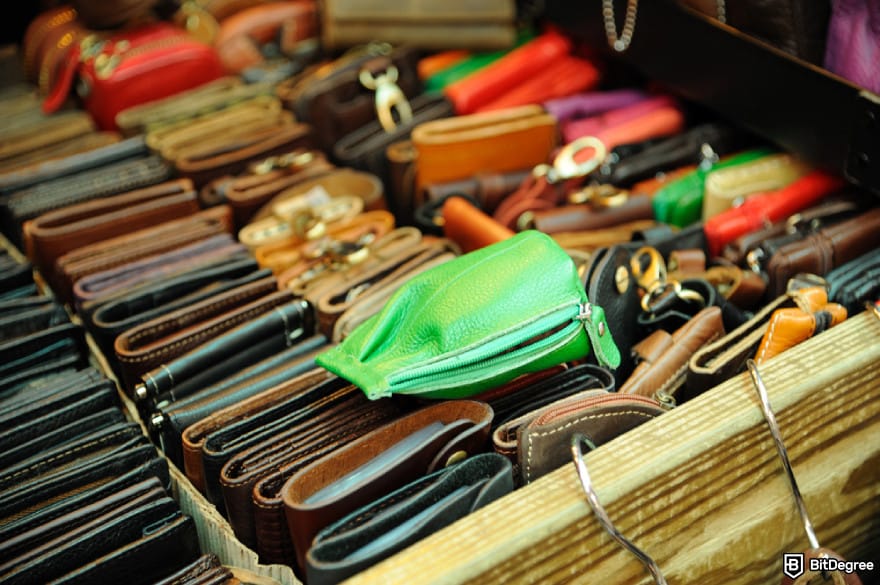Best DeFi wallet: a variety of leather wallets and pouches.