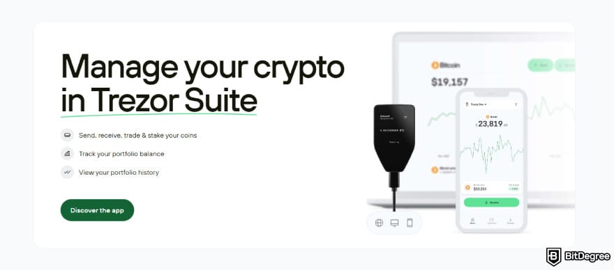 Best DeFi wallet: Trezor Suite application.