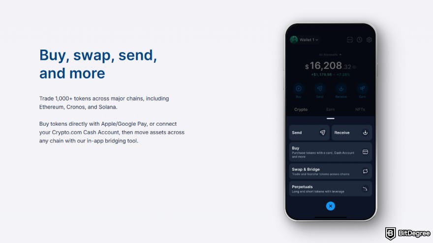 Best DeFi wallet: support to in-app bridging tool.