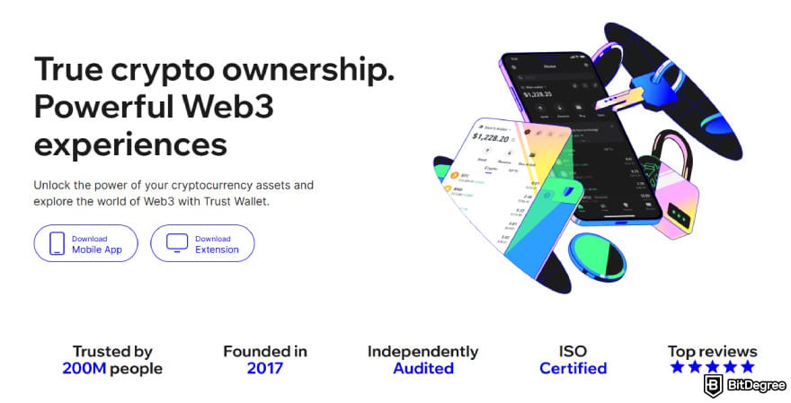 Best DeFi wallet: Trust Wallet landing page.