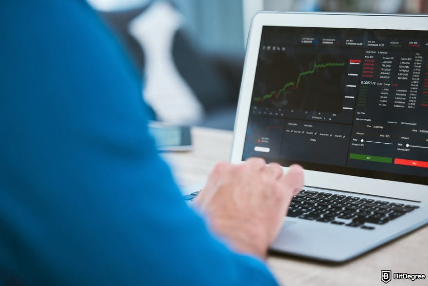 Best demo account for cryptocurrency: a person accessing demo account.