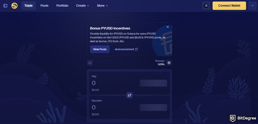 Best Solana DEX: Orca's trading page.
