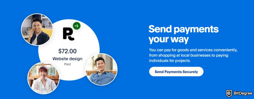 Best digital wallet: PayPal's send payment feature proposition.