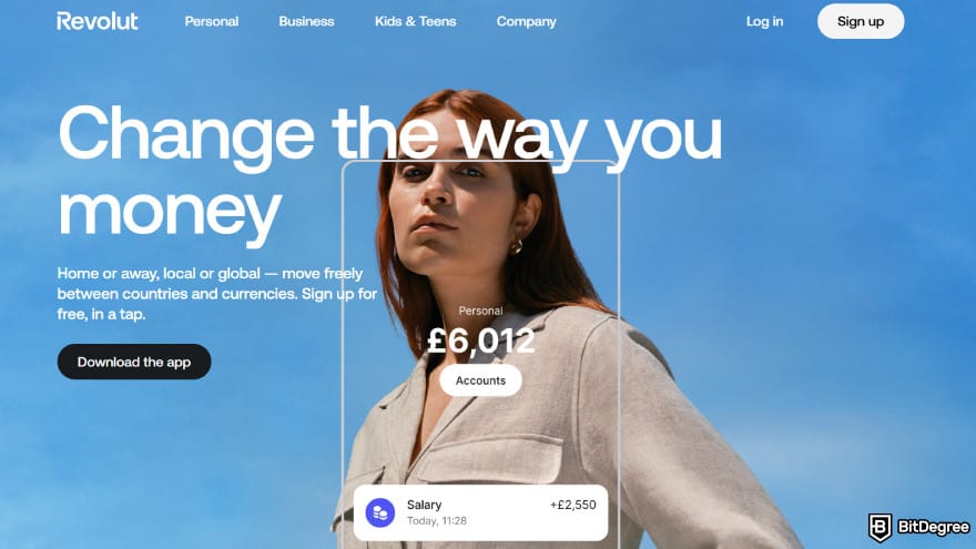 Best digital wallet: Revolut's homepage banner.