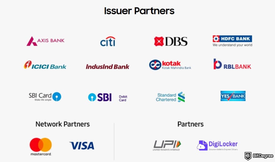 Best digital wallet: Samsung Pay's partners, including Citi, DBS, Mastercard, Visa, and more.