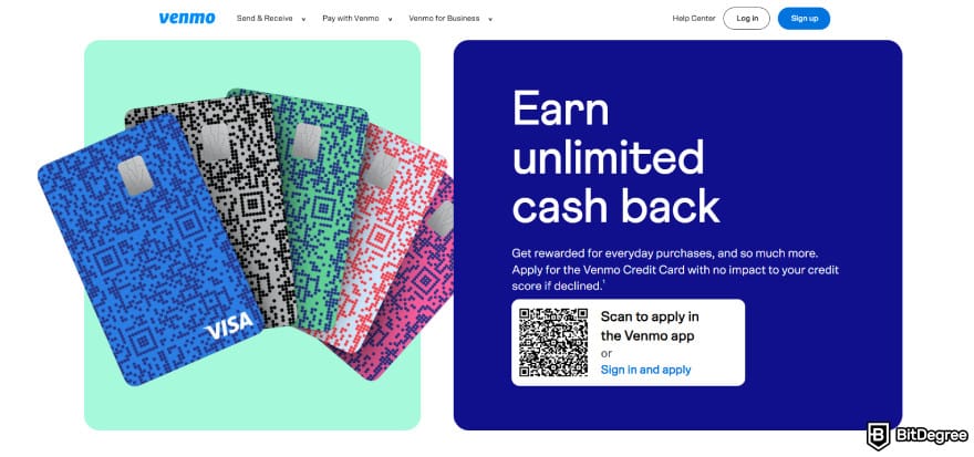 Best digital wallet: Venmo card's main banner.