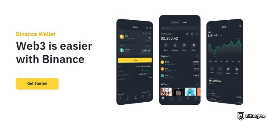 Best ERC20 wallet: the CTA banner on Binance Web3 Wallet's landing page.