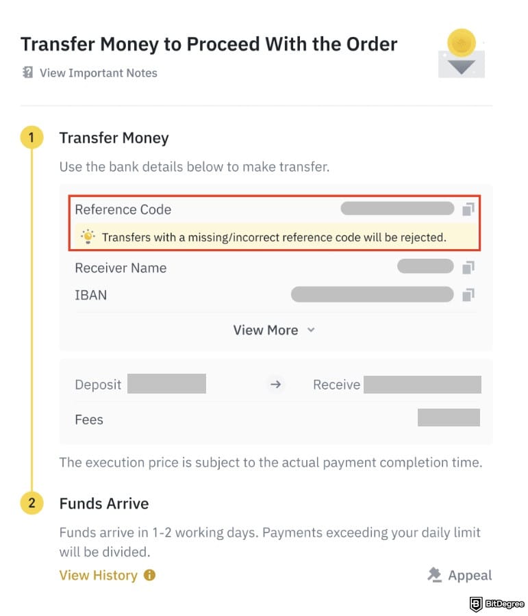 Best crypto exchange Ireland: the reference code shown on Binance's payment details.