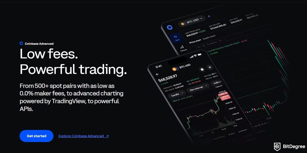 Best crypto exchange Ireland: the Coinbase Advanced page.